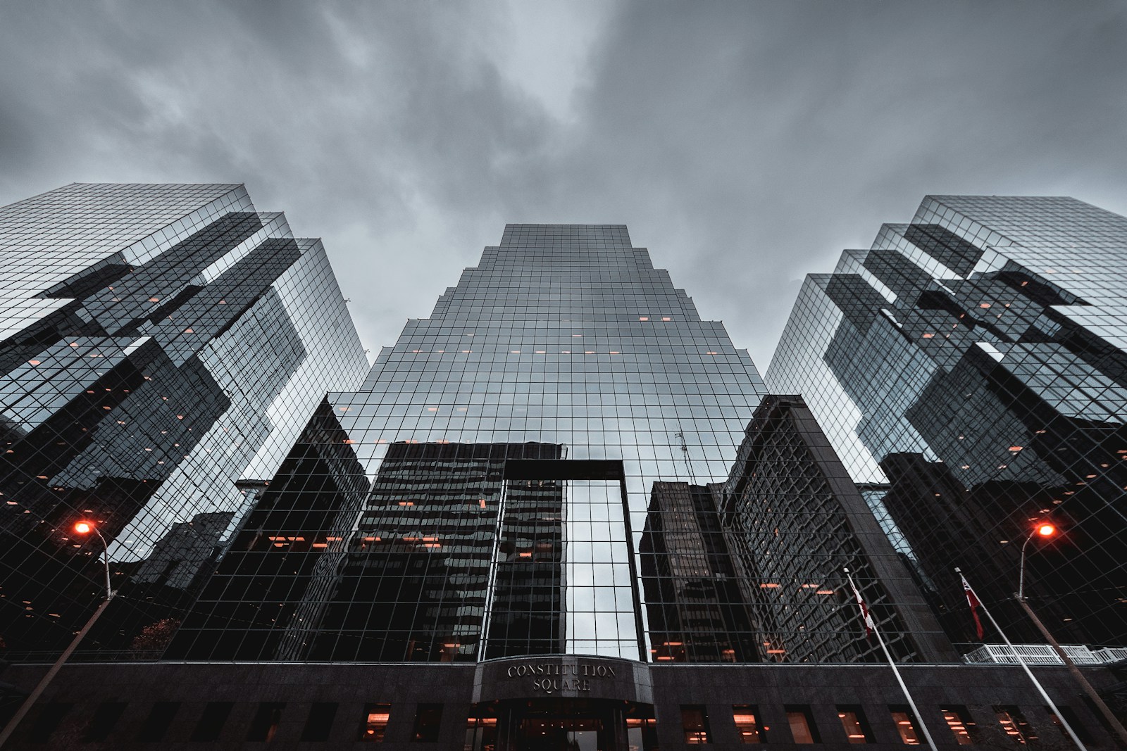 Sculptural architectural lines seen from below